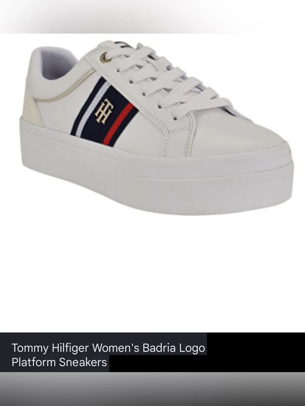 Tommy Hilfiger Women's Badria Logo Platform White Sneakers, Size 5.5